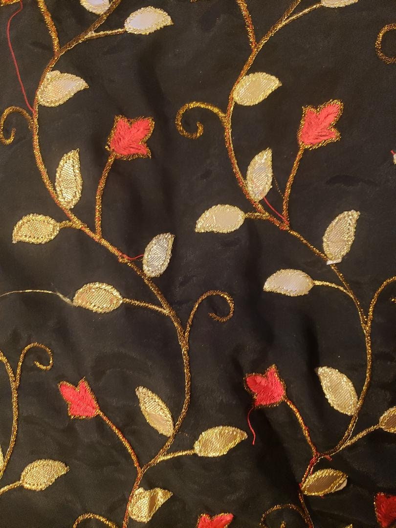 Cotton Hand Embroidery Fabric - Black - Stitched Modern