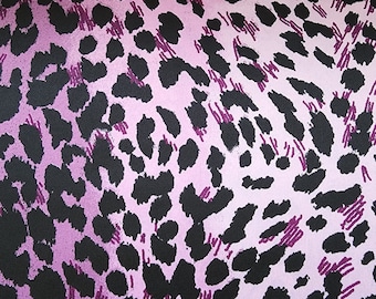 Pink leopard print silk fabric,  silk fabric by the yard, crepe silk fabric
