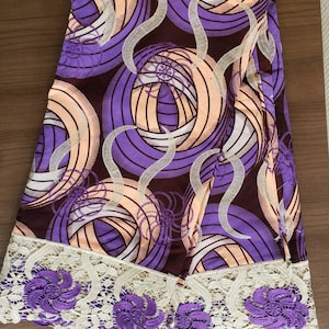African print fabric, Ankara lace fabric. Ankara, Wax lace. Nigerian lace. Ankara with lace fabric. Hollandaise fabric. Wax print with lace.