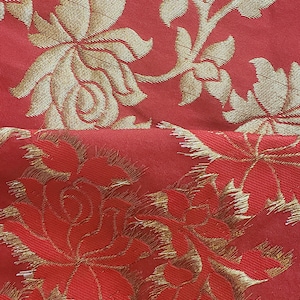 Red Damask Fabric, Red Jacquard Fabric, Red and Gold Damask/Jacquard Fabric