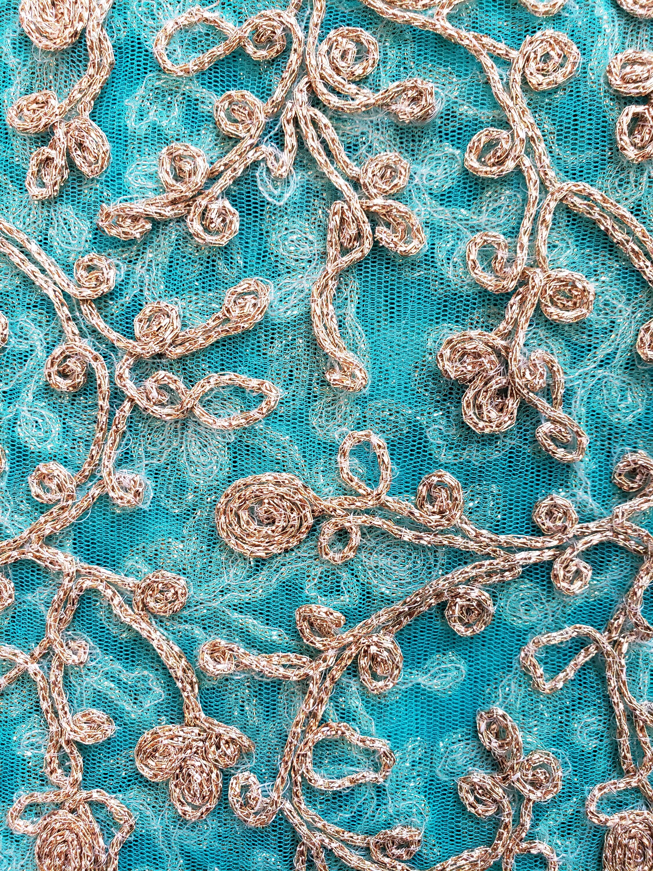 turquoise thread with the fabric in the wooden embroidery frame - a Royalty  Free Stock Photo from Photocase