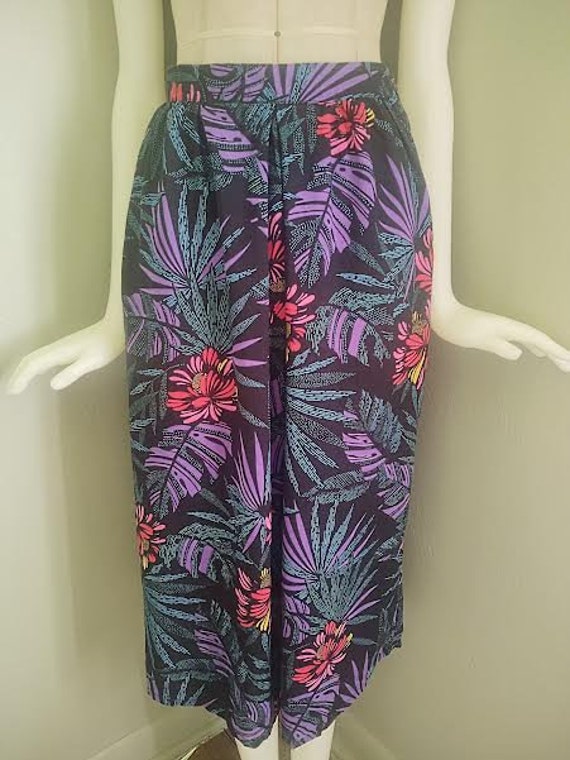 1980s graphic tropical print multicolor cotton st… - image 5