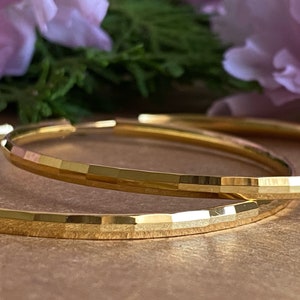 Extra large faceted gold hoop earrings- 925 Sterling Silver gold plated hoops- Super big golden hoops- 60 mm faceted gold hoops- 2 1/2” hoop