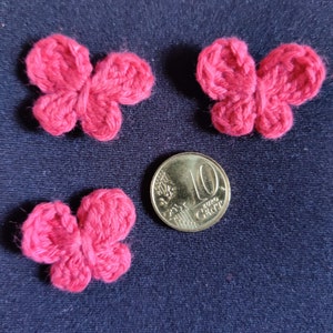 10 wine-red crocheted butterflies - application, crochet flowers, lucky charms, patches