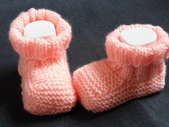 Chausson Pour Bébé En Laine - Couleur Saumon - Taille Nouveau-Né - Fait Main - Neuf Sans Emballage
