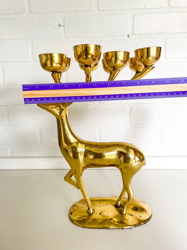 LARGE Brass Stag Reindeer Antler Candle Holder for Eight Tea Etsy