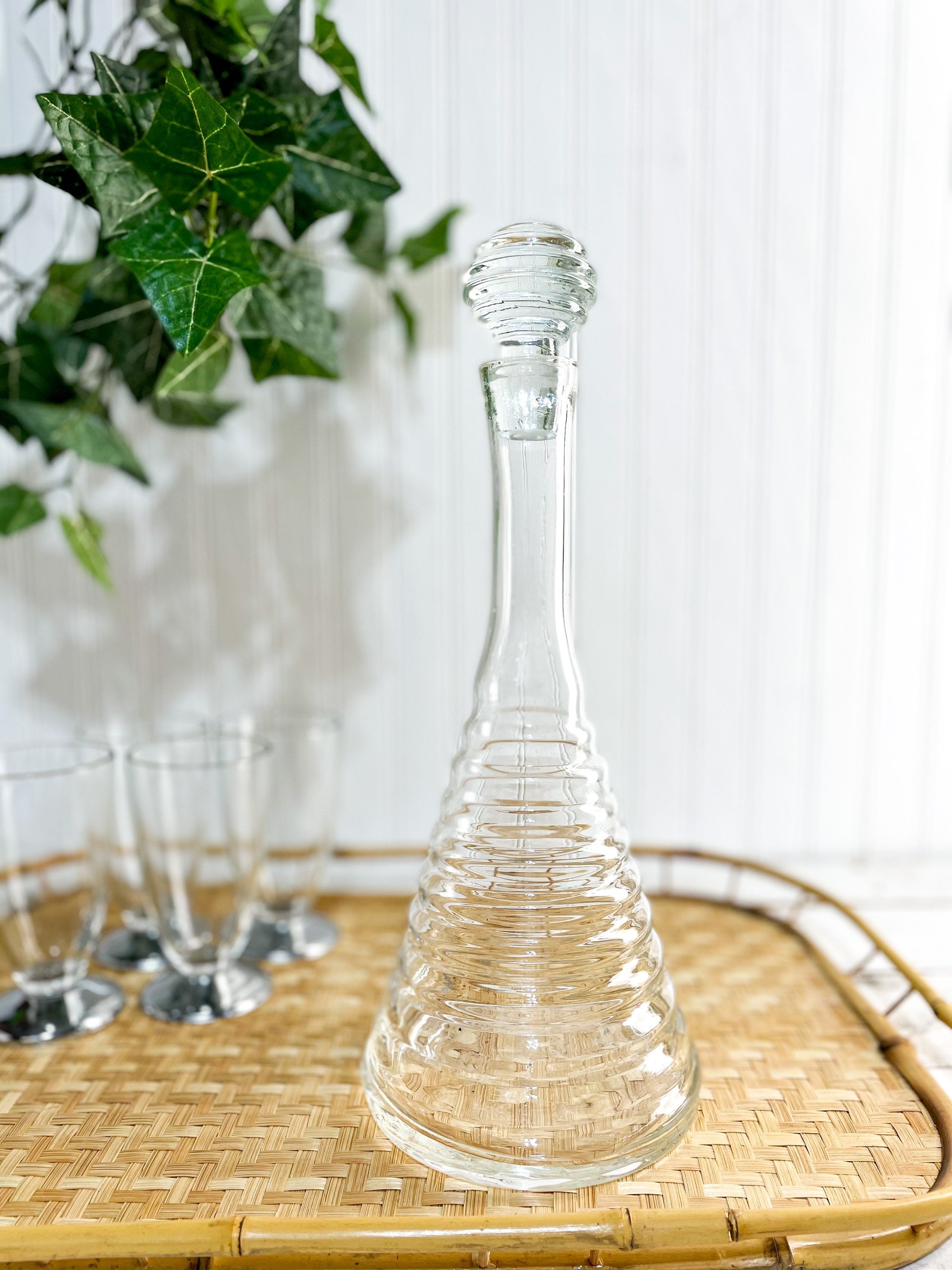 Honey Cone Glass Decanter & Lid from Pier 1 Vintage 1990s Etsy