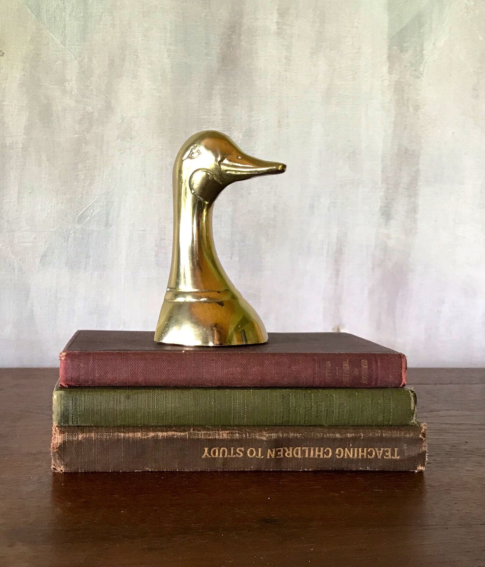 Vintage Brass Bookend Duck Head Etsy