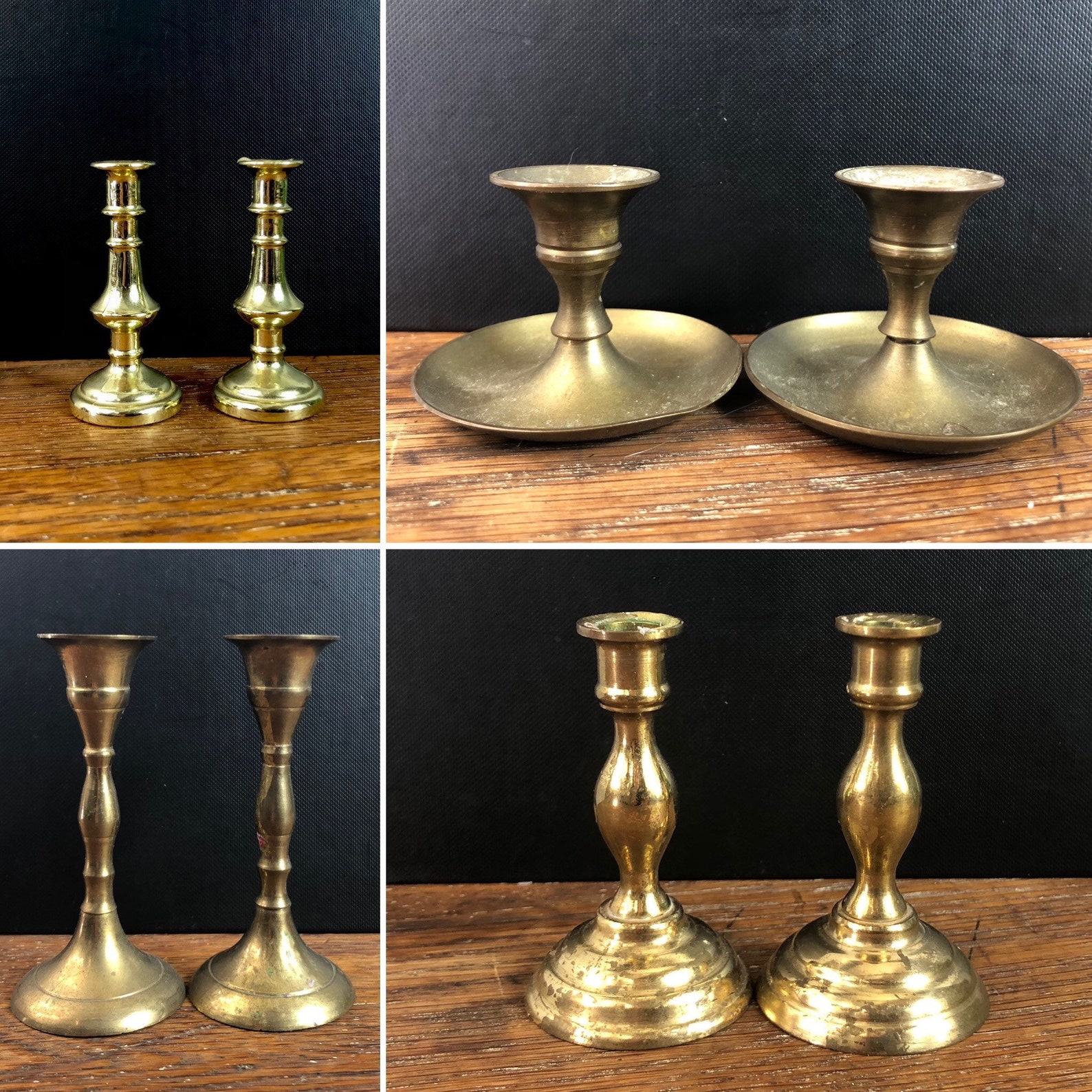 Vintage Miniature Brass Candlestick Holders Sets of 2 3 & 4 Etsy