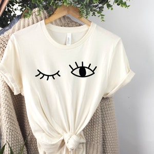 Wink 182, Winking eye shirt, minimalist, simple, cute wink shirt, pair of eyes shirt, eye winking, Gift for her, Cute shirt, eyelash tshirt