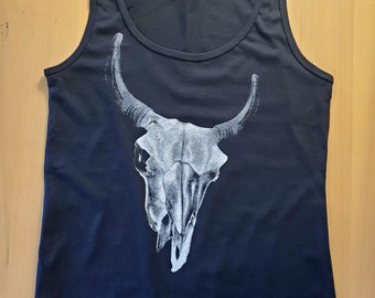 4th Of July Tank Sublimated Design Cow Skull Tank Top Barbwire Skull Patriotic Racerback Boho Tank Top Women/'s Racerback Skull Tank