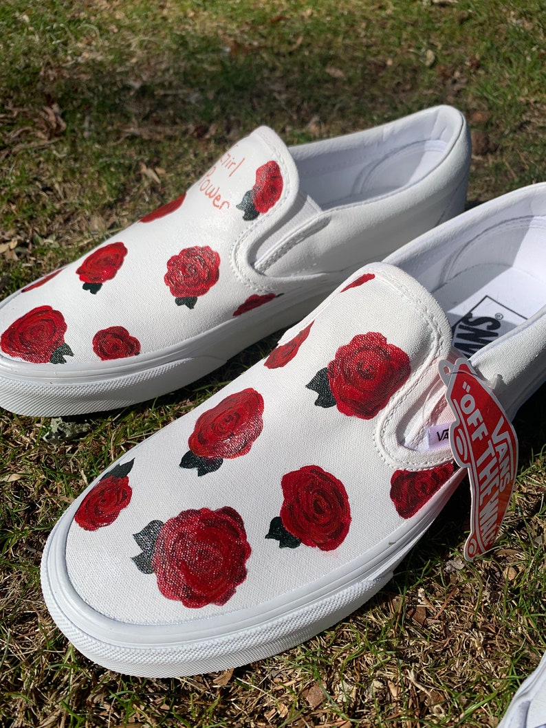 white vans with roses