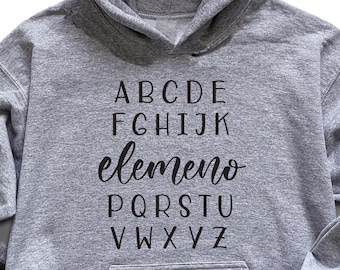 Alphabet Elemeno Hoodie, Cute Alphabet Learning Hoodie, Learning Hoodie, Cute School Outfit, Funny Alphabet Hoodie, School Hoodie