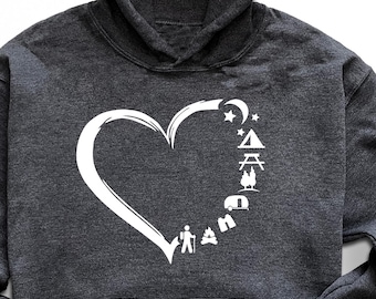 Camping Heart Hoodie, Camping Hoodie, Adventure Hoodie, Travel Hoodie, Camper Hoodie, Camp Lovers Hoodie, Traveller Hoodie, Adventure Hoodie