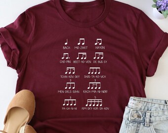 Composers Shirt, Classical Music Composer Shirt, Music Teacher Shirt, Muster Composers Shirt, Legend Composers Shirt, Musical Notation Shirt