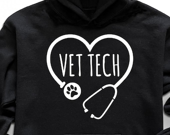 Sudadera con capucha de técnico veterinario, sudadera veterinaria personalizada, regalo de graduación de técnico veterinario, suéteres de técnico veterinario, regalo de la Semana de la Tecnología Veterinaria, sudadera con capucha de técnico veterinario, regalo veterinario