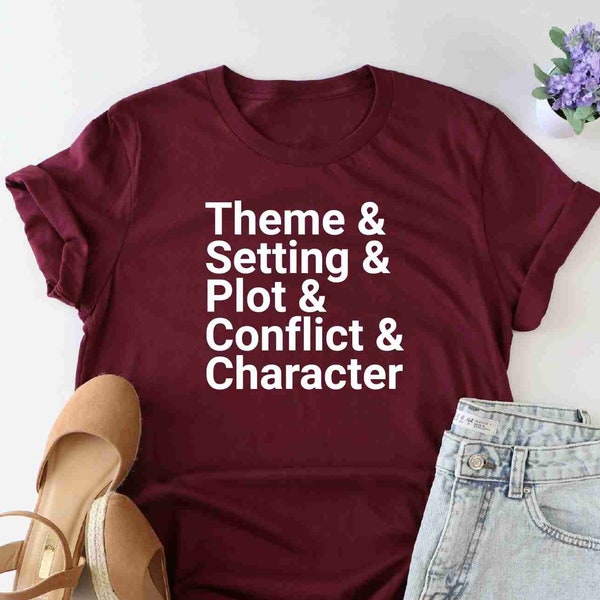 Theme Setting Plot Conflict Character shirt, Library Shirt, librarian shirt, book lover gift, School Librarian Gift, Librarian gifts, Reader