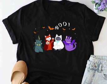 Cat Halloween Shirt, Cat Lover Shirt, Halloween Cat Tshirt, Spooky Season Shirt, Ghost Cats Shirt, Cat Boo Shirt, Halloween Cat Party Tshirt