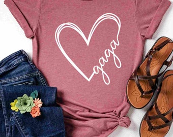 Gaga heart shirt, Gaga  Shirt, Gaga Birthday Gift, Best Gaga shirt, Mother's Day Tshirt, Gift for gaga, Grandma shirt, Gift for grandma