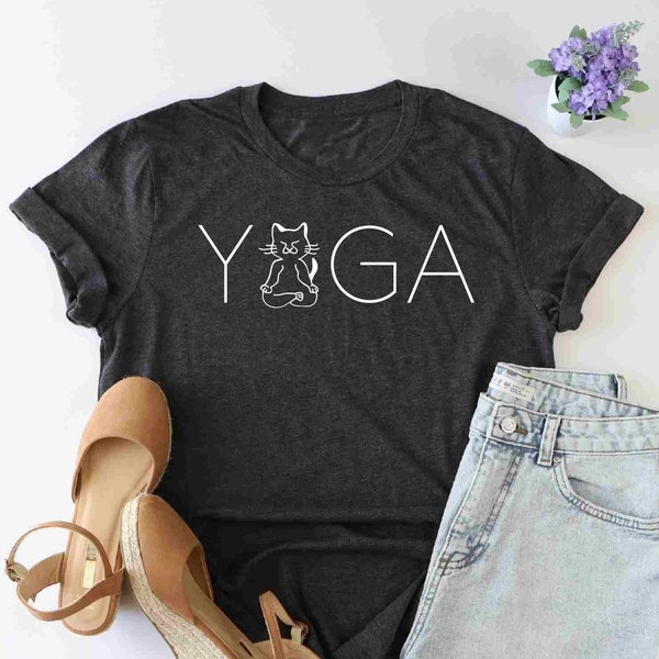 Yoga Cat Shirt, Cat Lover Shirt, Namaste Shirt, Meditation Cat, Yoga Lover, Yogi Tshirt, Namastay In Bed Shirt, Funny Cats, Trending Gift