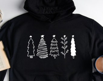 Christmas Trees Hoodie, Merry Christmas Hoodie, Funny Holiday Hoodie, Christmas Hooded Shirt, Christmas Family Hoodie, Pine Trees Hoodie,Mom