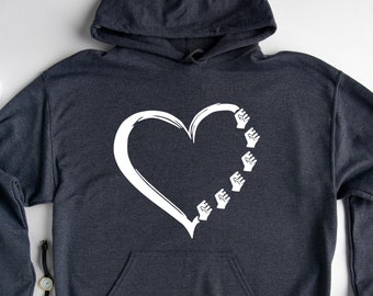 Heart Half Distressed Fist Hoodie, Lovely Protest Hoodie, Acvitist Hoodie, Human Rights Hoodie, Social Justice Hoodie, Women Warrior Hoodie