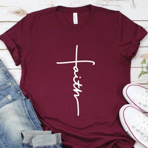 T-shirt de foi, Jésus, chemise chrétienne, chemise de foi, croix verticale, croix, croix de foi, chemise religieuse, église, disciple, amour, grâce, foi