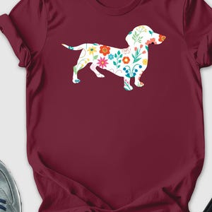Floral Daschund Shirt, Crazy Daschund Lady Shirt, Weiner Dog Shirt, Daschund Lover Tshirt, Doxie Mom Shirt, Animal Lover Shirt, Flower Shirt