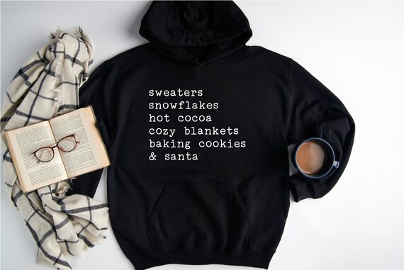 Christmas Words Hoodie, Womens Christmas Hoodie, Funny Fall Hoodie, Hoodie For Her, Santa Hoodie, Snowflakes Hoodie, Christmas Party Hoodie