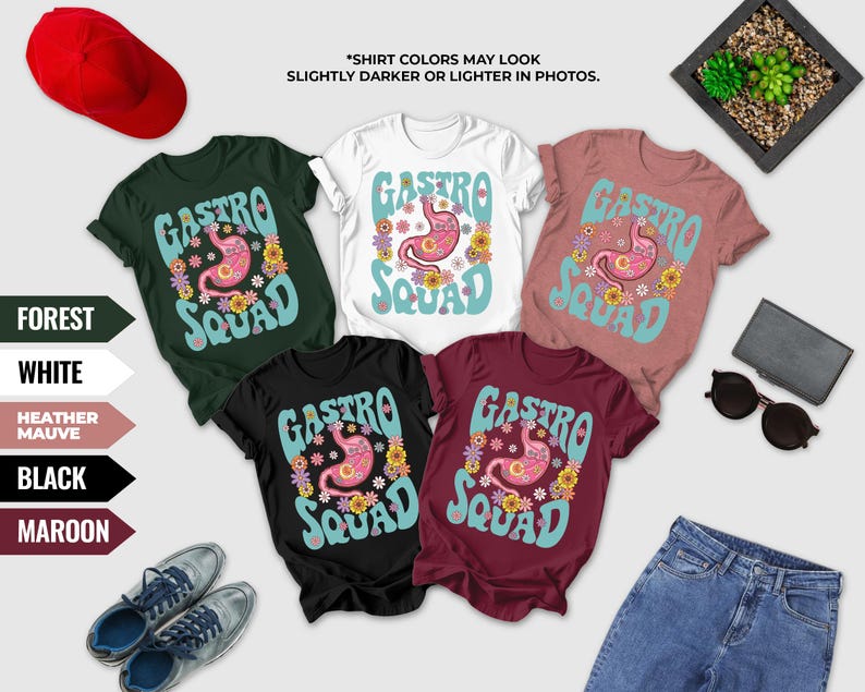 a collection of clothing items, including T-shirts, jeans, and a hat, arranged on a white background.