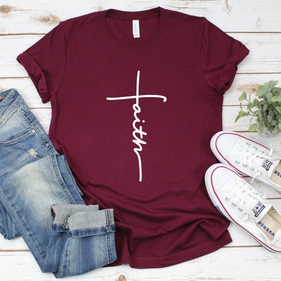 Faith T-shirt Jesus Christian Shirt Faith Shirt Vertical | Etsy