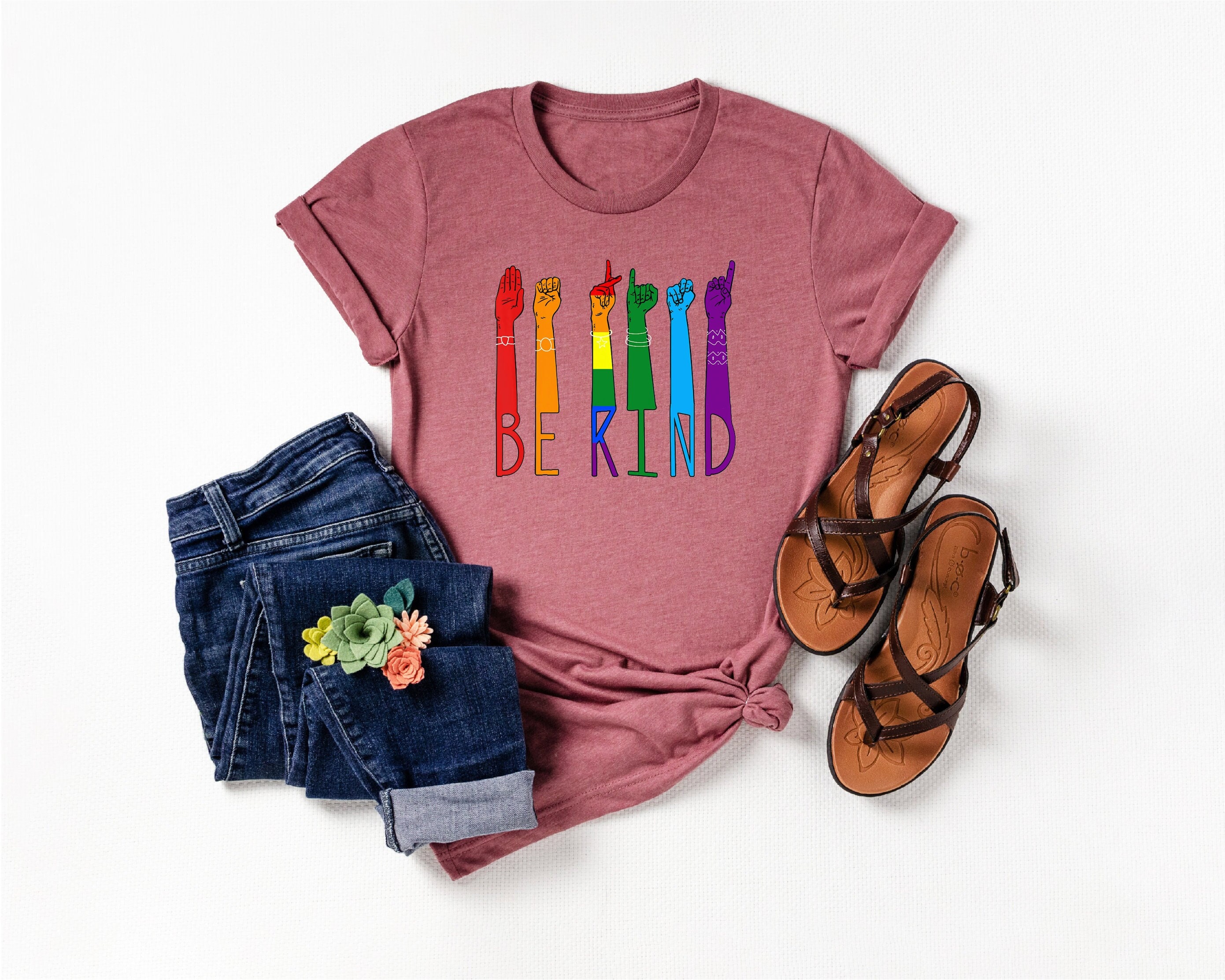 Be Kind Sign Language Shirt, Equality Shirt, Be Kind Rainbow Shirt, Human Rights Tshirt, Sign Language Shirt, Anti-Racism Shirt, LGBT Tshirt