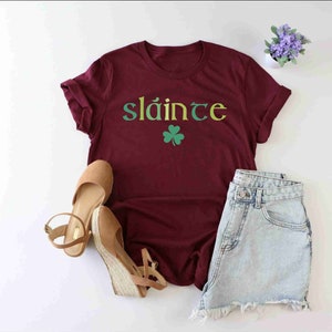 Slainte Shirt, Irish Salud Shirt, St Patricks Day Shirt, Shamrock Shirt, Lukcy Irish Women Shirt, Green Lucky Clover Shirt, Funny Irish Gift image 2