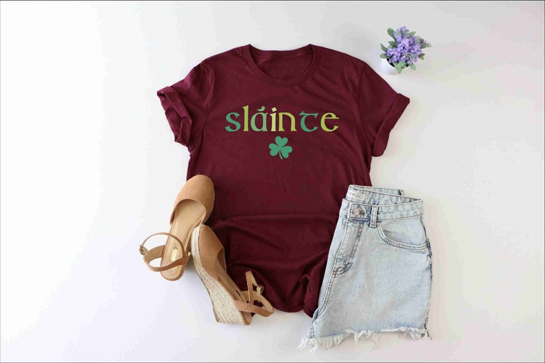 Slainte Shirt, Irish Salud Shirt, St Patricks Day Shirt, Shamrock Shirt, Lukcy Irish Women Shirt, Green Lucky Clover Shirt, Funny Irish Gift image 2