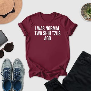 I Was Normal Two Shih Tzus Ago Shirt, Two Shih Tzus Owner Mom Shirt, Shih Tzu Lover Gift, Crazy Shih Tzu Shirt, Chrysanthemum Dog Shirt, Mom