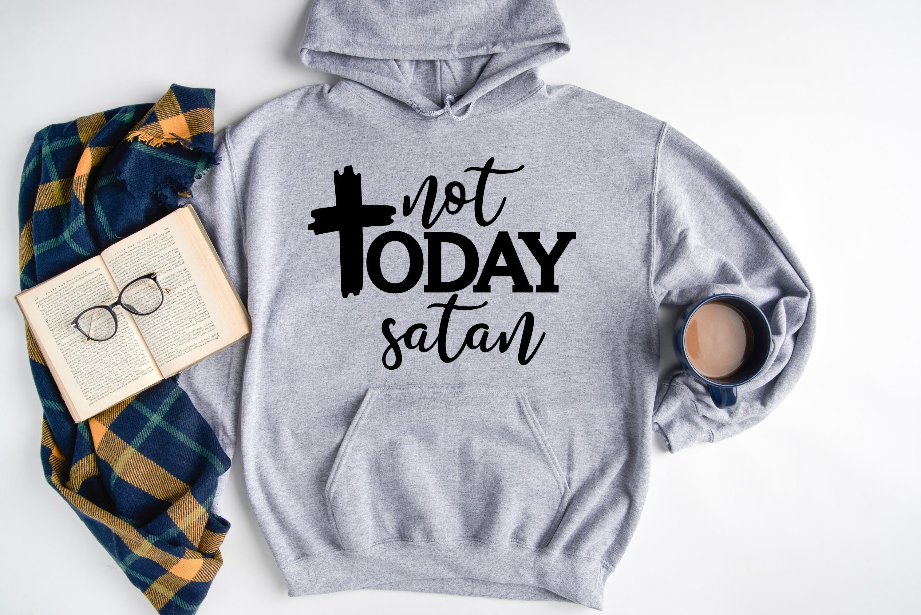 Not today satan hoodie, Christian Hoodies, Christian Apparel, Religious Clothing, Jesus Clothing, Religious Hoodie, Christian Shirts