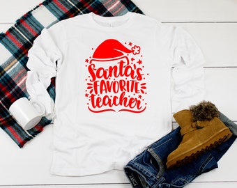 Santa Favorite Teacher, Merry Christmas Shirt, Christmas Teacher Shirt, Matching Christmas Shirts, Family Christmas Shirts, Holiday Shirts