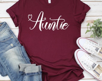 Auntie Heart Shirt, Aunt Gift, Best Auntie Ever Shirt, Aunt Shirt, Christmas Gift Aunt, Gift for Sister, Pregnancy Announcement Shirt