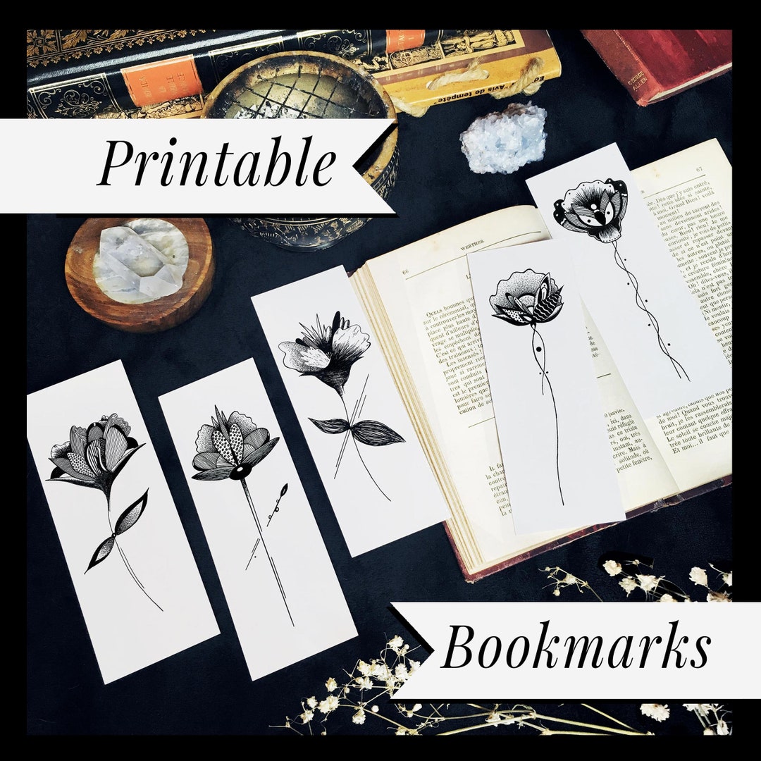 Printable Bookmarks Set of Abstract Flowers for Floral Botanical Book ...