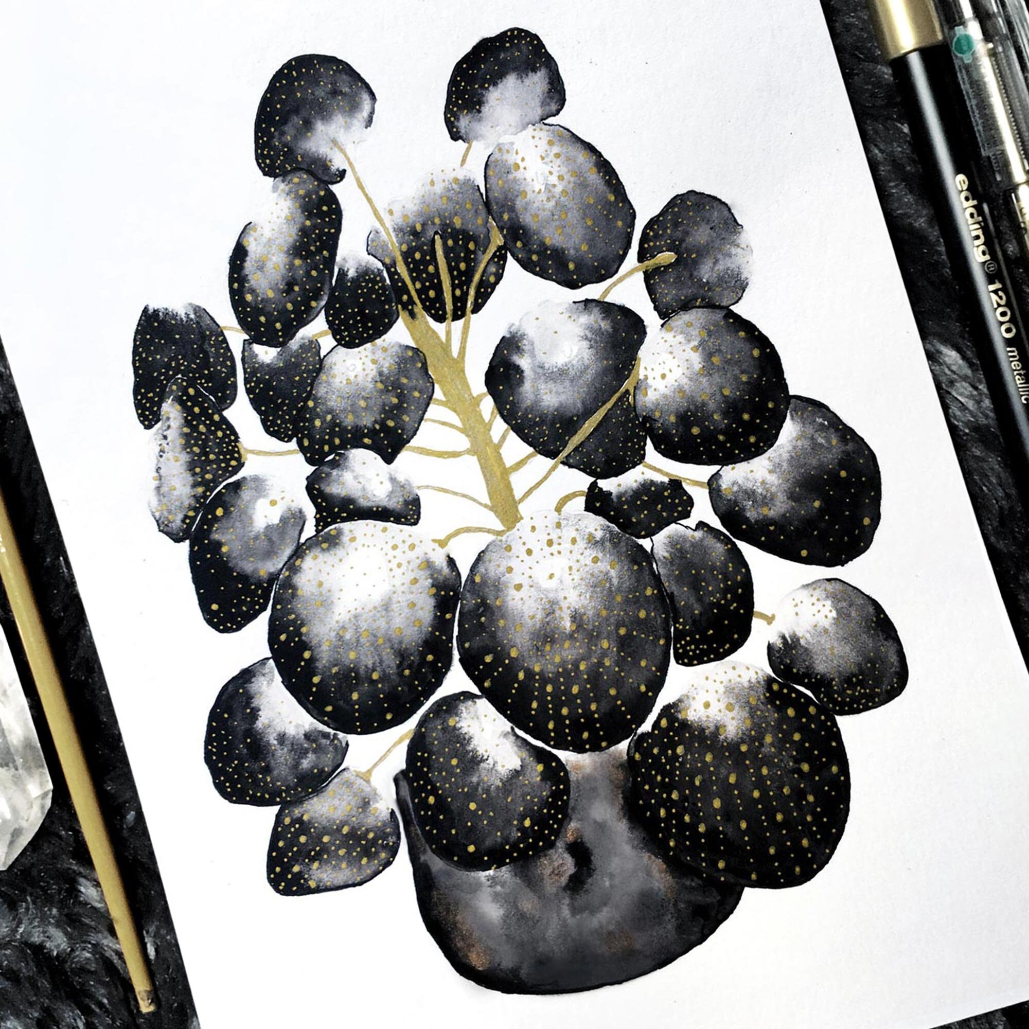 Printable Plant Art Print of Pilea Peperomioides, Botanical Wall Art in ...