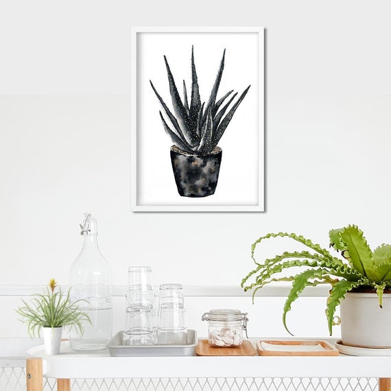 Aloe Vera Print Printable Botanical Wall Art Succulent Plant Etsy