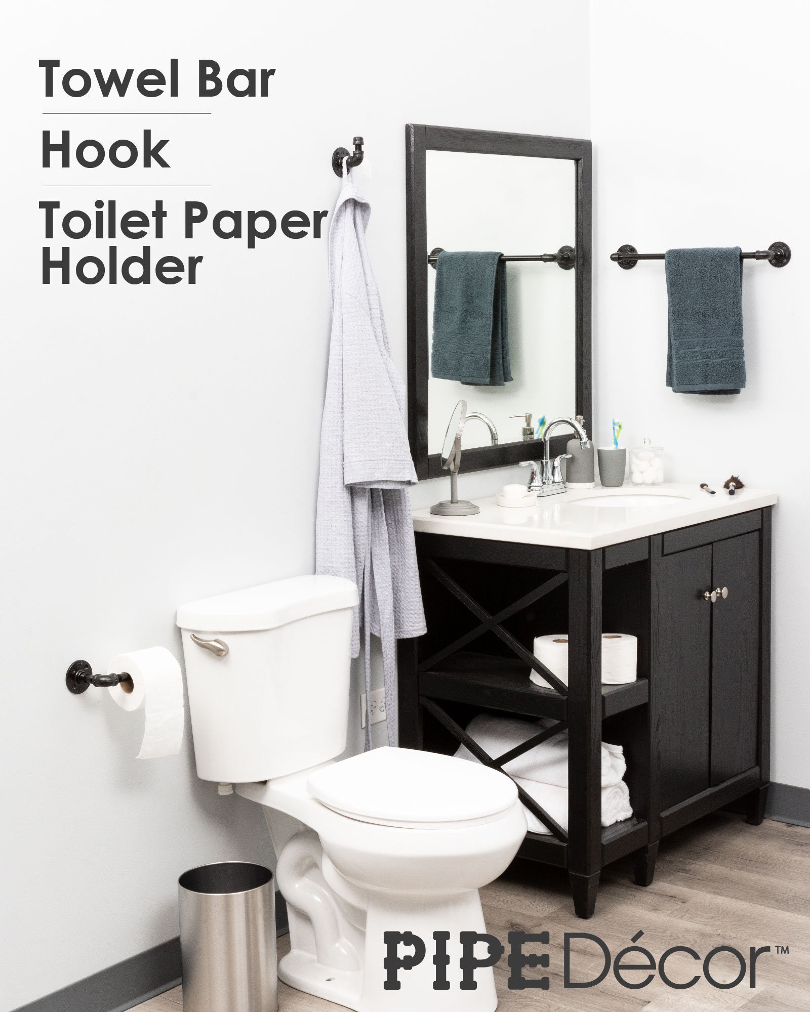 Industrial Pipe Bathroom Hardware Fixture Set by Pipe Decor Etsy