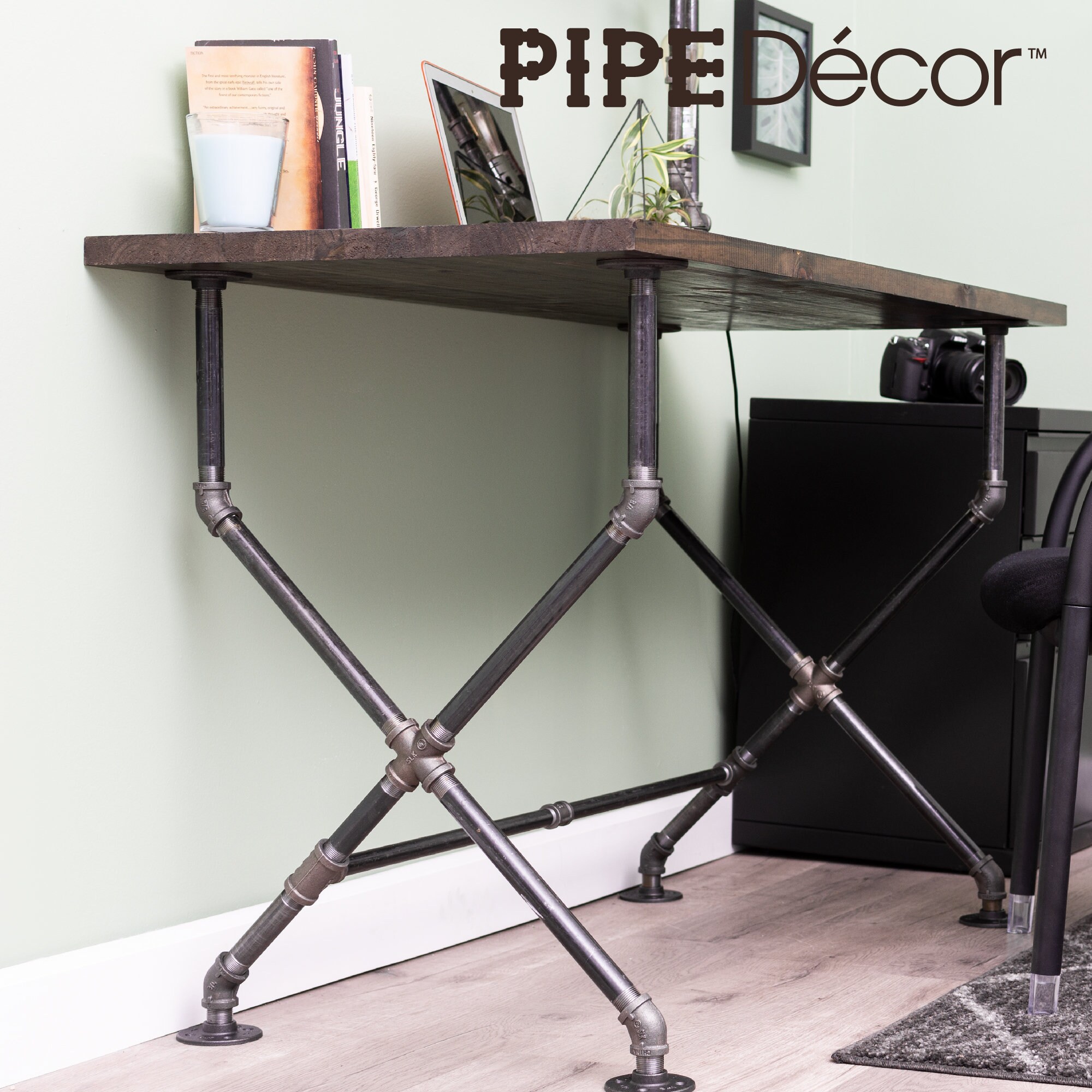 Industrial Pipe Desk Leg Set by Pipe Decor Modern Home Office Etsy