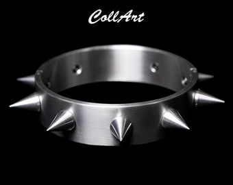 Collar de metal con púas, gargantilla punk gótica, joyería alternativa