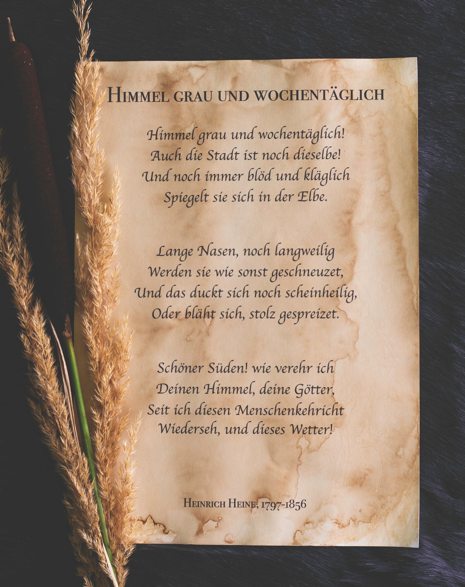 Original Vintage Heinrich Heine Gedicht Poster Einzelstücke  Etsy