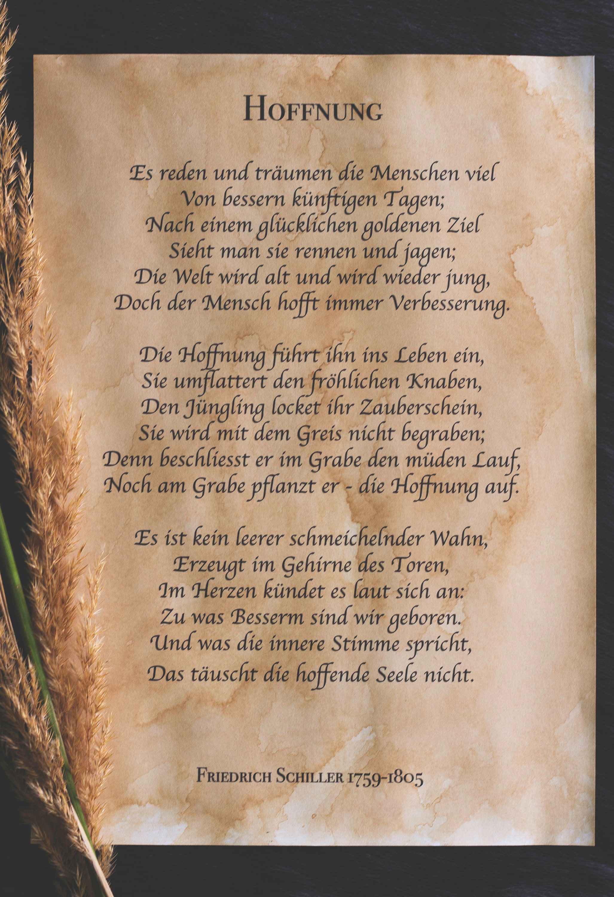 Original Vintage Schiller Gedicht Hoffnung Poster Etsy