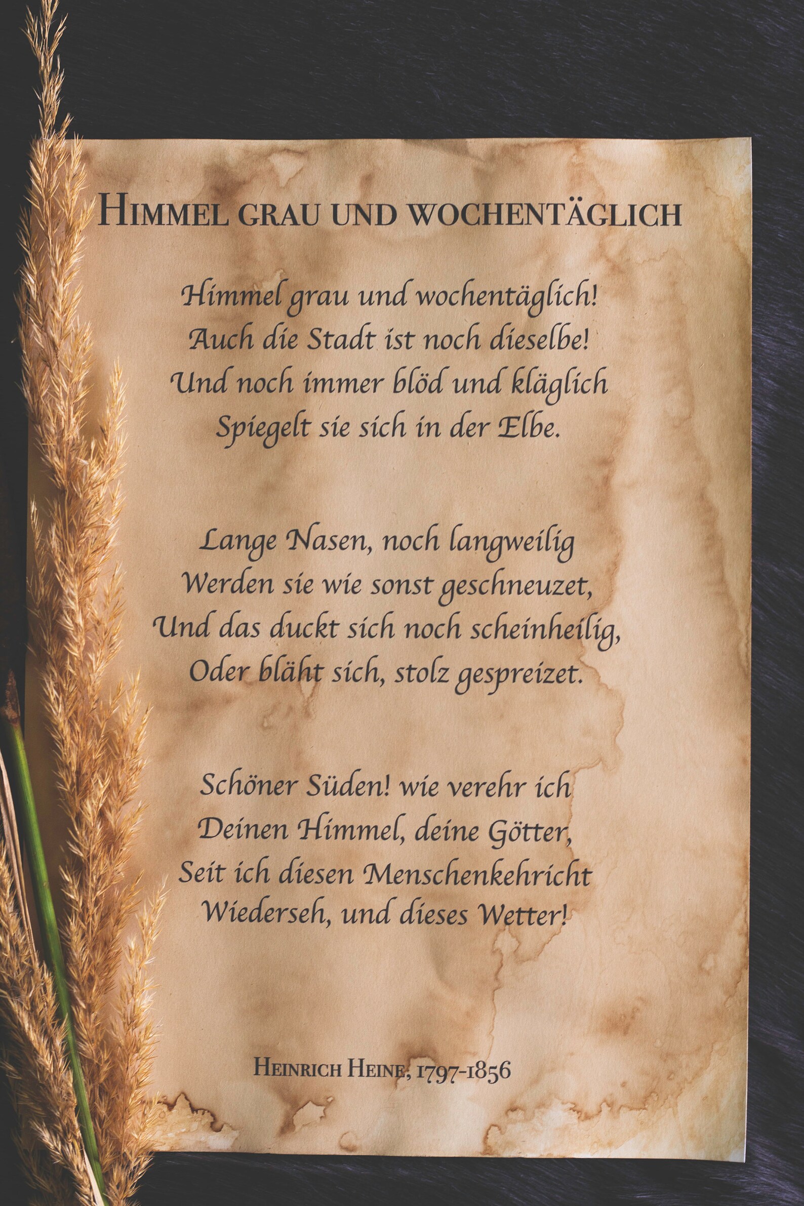 Original Vintage Heinrich Heine Poem Poster Unique Pieces Etsy