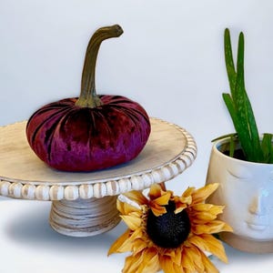 Large Wine Velvet Pumpkin Fall Wedding Centerpiece Rustic Modern Farmhouse Coffee-Table Decor Country Home Chic Best Selling Gift Item
