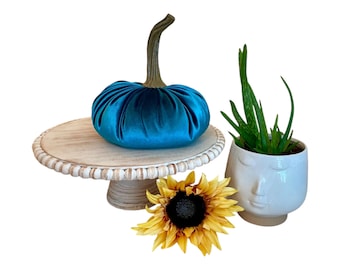 Rustic Fall Wedding Reception Centerpiece Coastal Home Chic Decor Velvet Pumpkin Gift For Her Extra Large Teal Velvet Pumpkin Home Decor