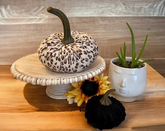 Animal Print Handmade Extra Large Pumpkin Snow Cheetah Print Pumpkin Home Decor Fall Wedding Decor Rustic Farmhouse Decor Chic Hostess Gift